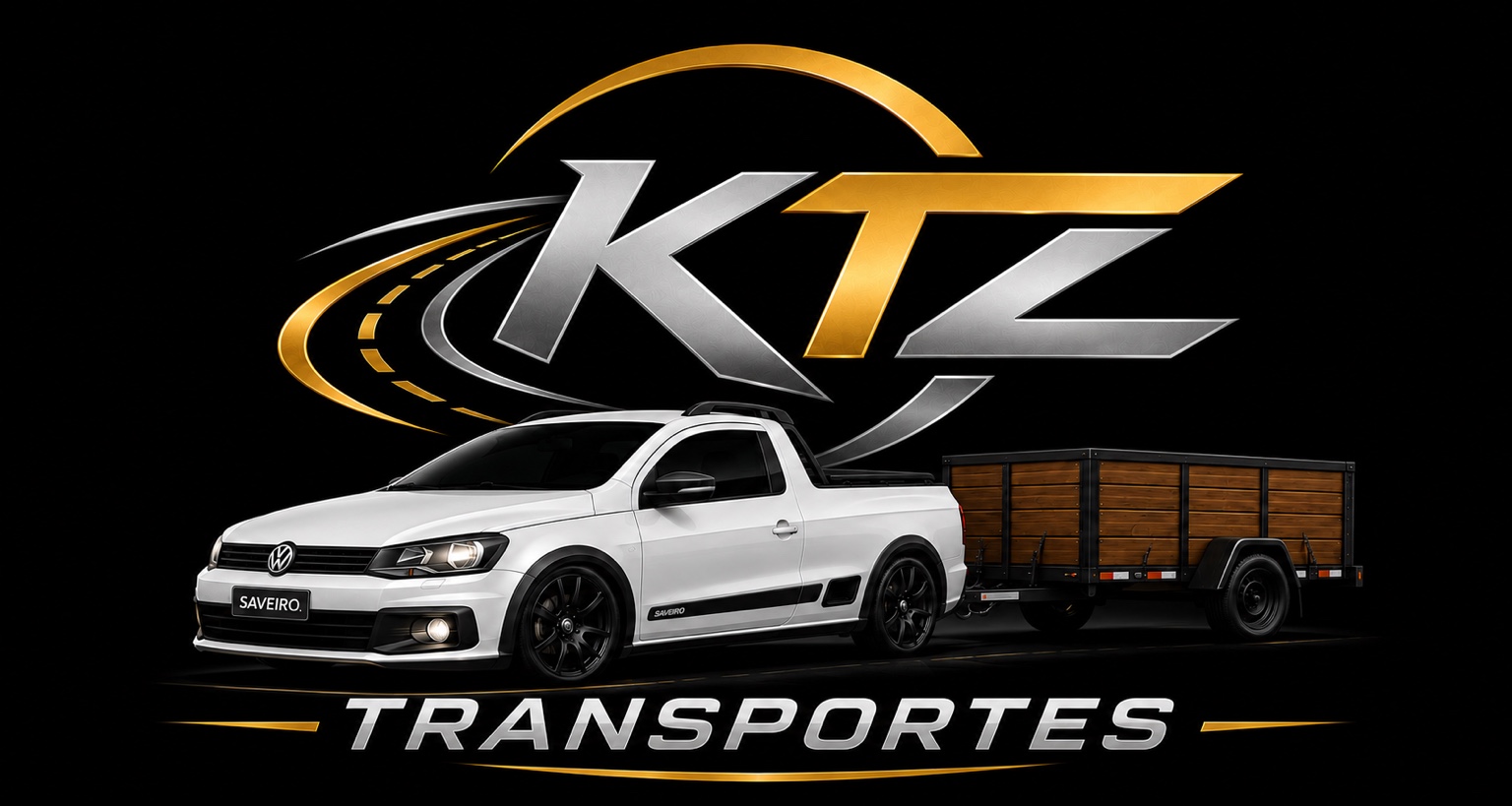 Logo oficial KTZ Transportes com Saveiro e reboque